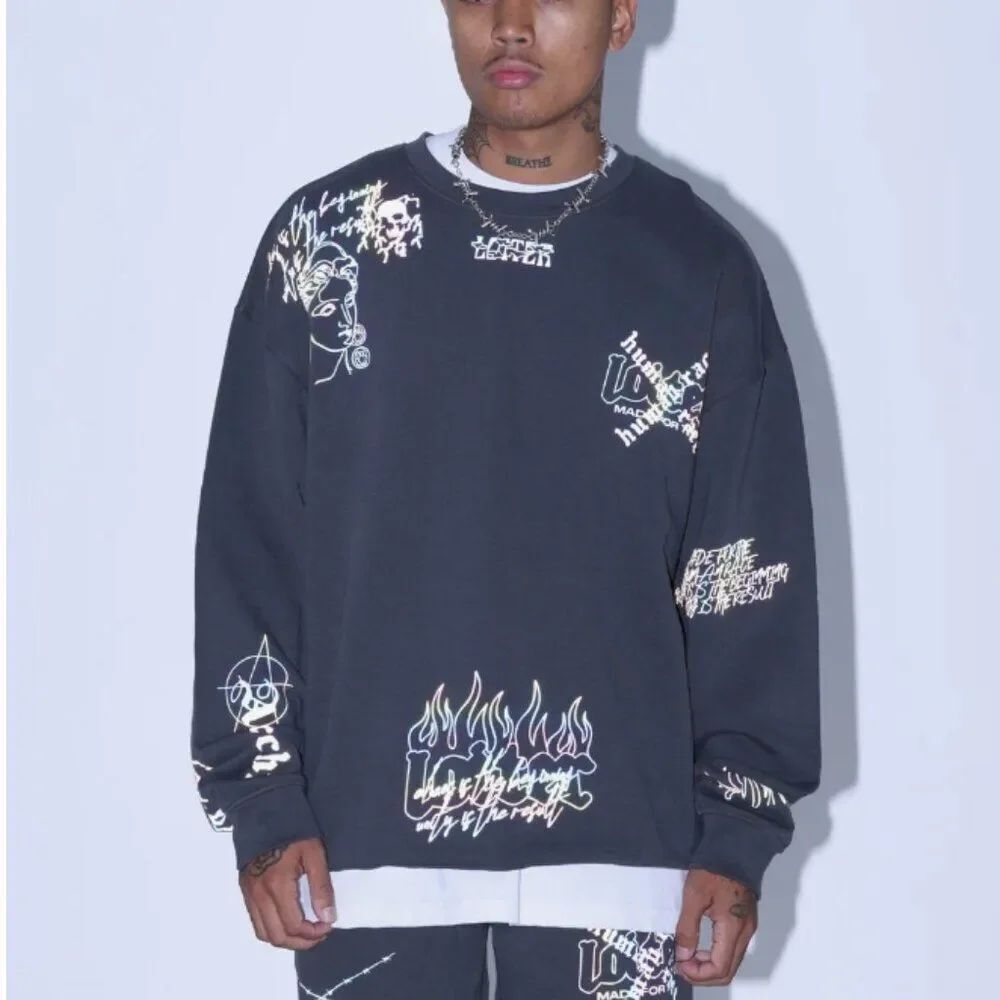 Like New! Loiter 100% Cotton Chaos Multi Logo Crewneck Black in Size XS
